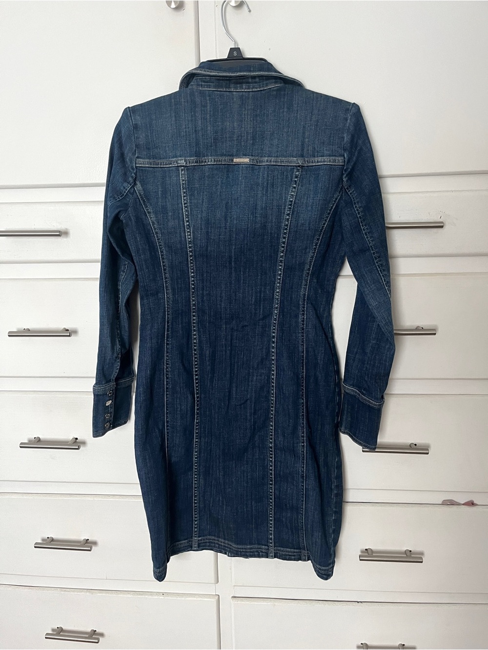 White House Black Market Dark Wash Denim Shacket Dress size 2 - Picture 6 of 10